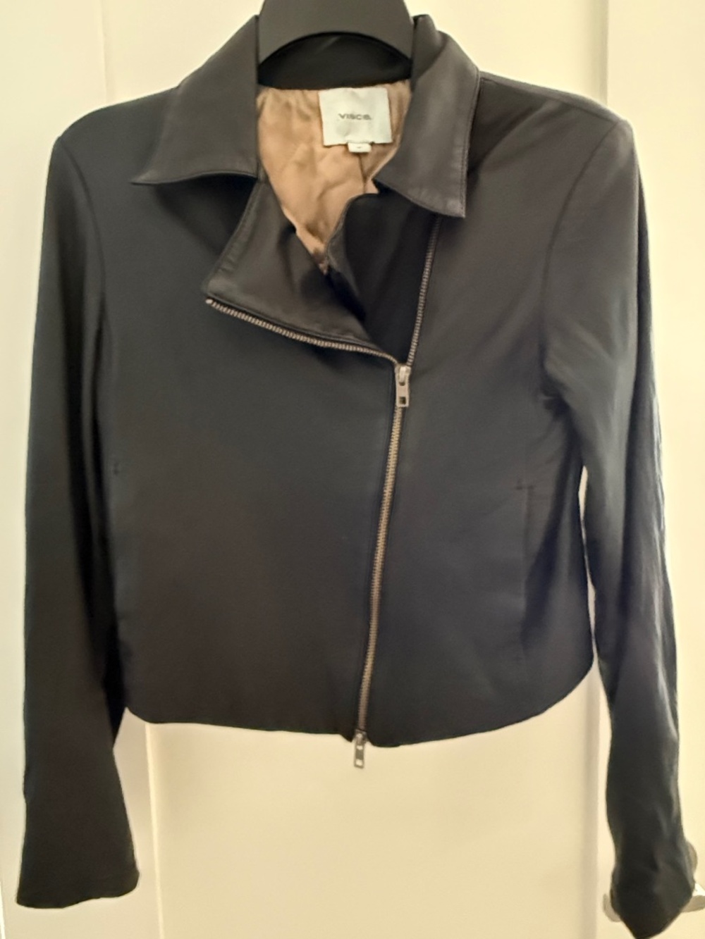 VINCE Black Leather Moto Jacket | Small